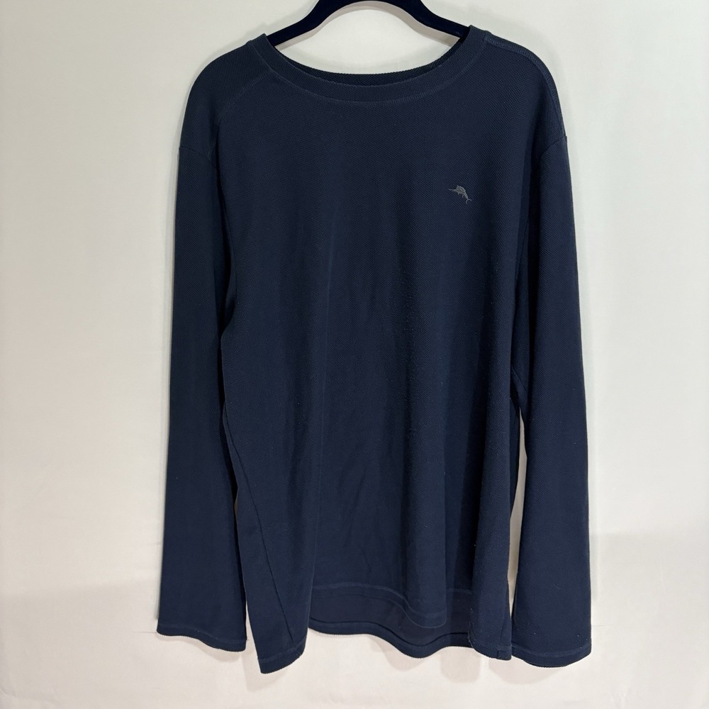 Tommy Bahama Mens Navy Blue Long Sleeve Waffle Knit Shirt ZTB97769 Size XL